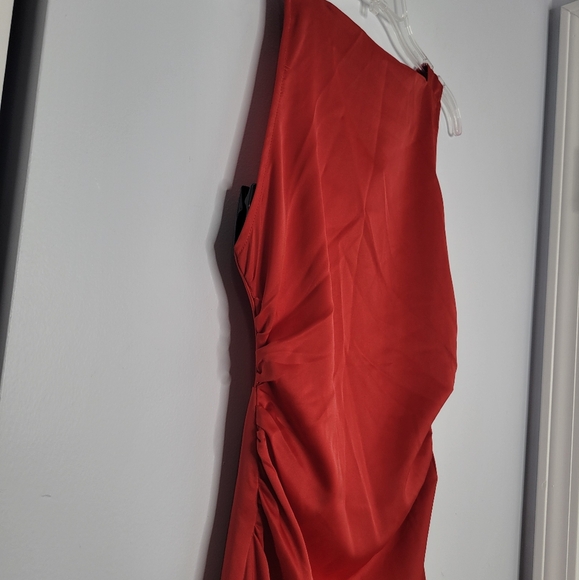 SOLD - NWT Commense Red Satin Open Cross Back Cowl Neck Long Maxi Dress - Picture 7 of 11